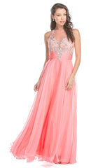 Clearance Sale -Aspeed Design -L1419 Embellished Bodice A-Line Prom Dress