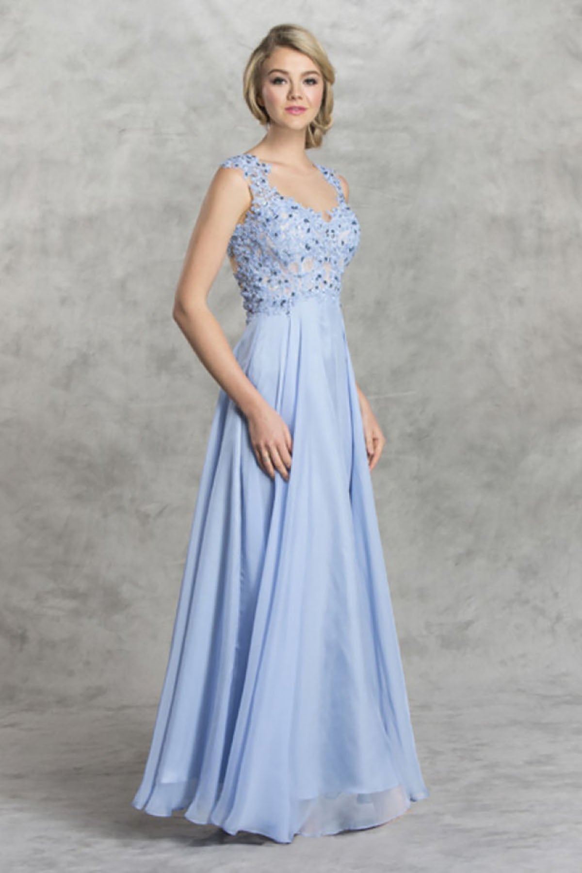 Aspeed Design -L1425 Illusion Back Long A-Line Prom Dress