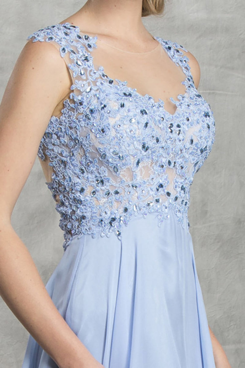 Aspeed Design -L1425 Illusion Back Long A-Line Prom Dress