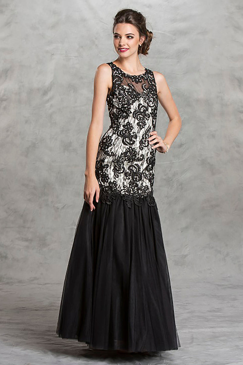 Aspeed Design -L1443 Sleeveless Sheer Trumpet Evening Gown
