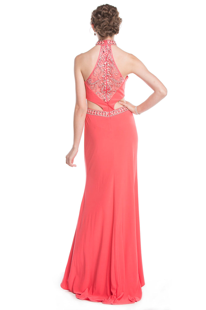 Aspeed Design -L1545 High Halter Sheath Dress