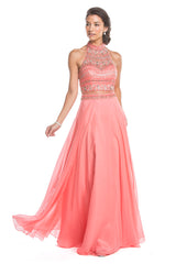 Aspeed Design -L1549 Beaded Halter Two Piece Dress