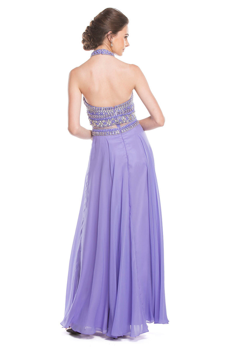 Aspeed Design -L1549 Beaded Halter Two Piece Dress