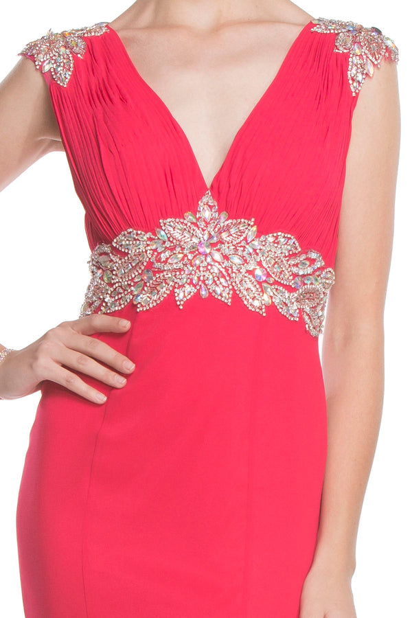 Clearance Sale -Aspeed Design -L1603 Ruched Bodice Trumpet Dress