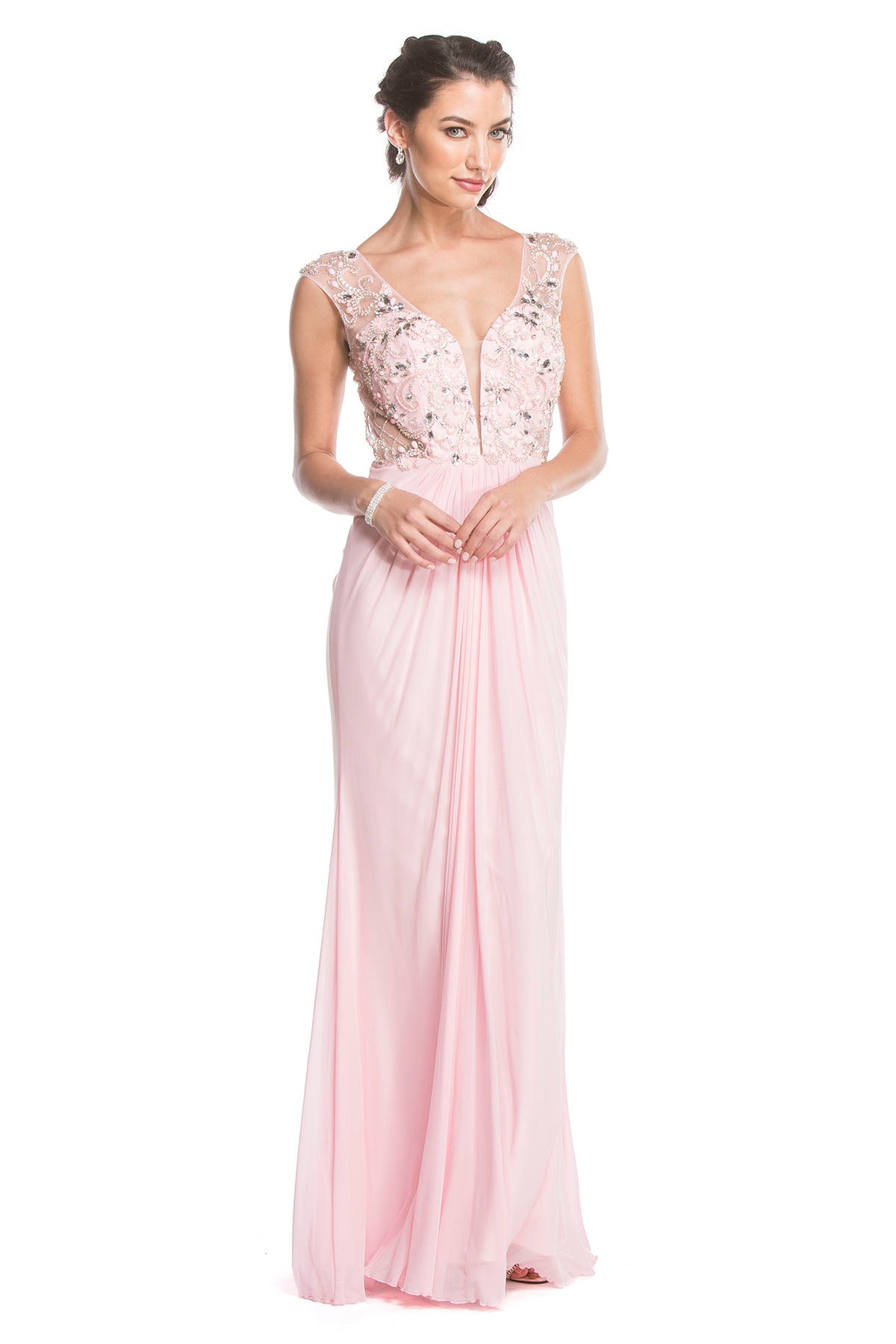 Aspeed Design -L1614 Beaded Bodice Sheath Dress