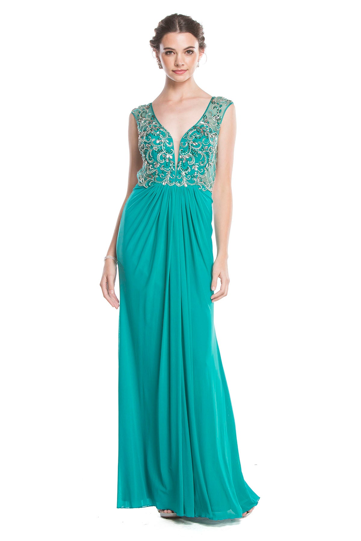 Aspeed Design -L1614 Beaded Bodice Sheath Dress