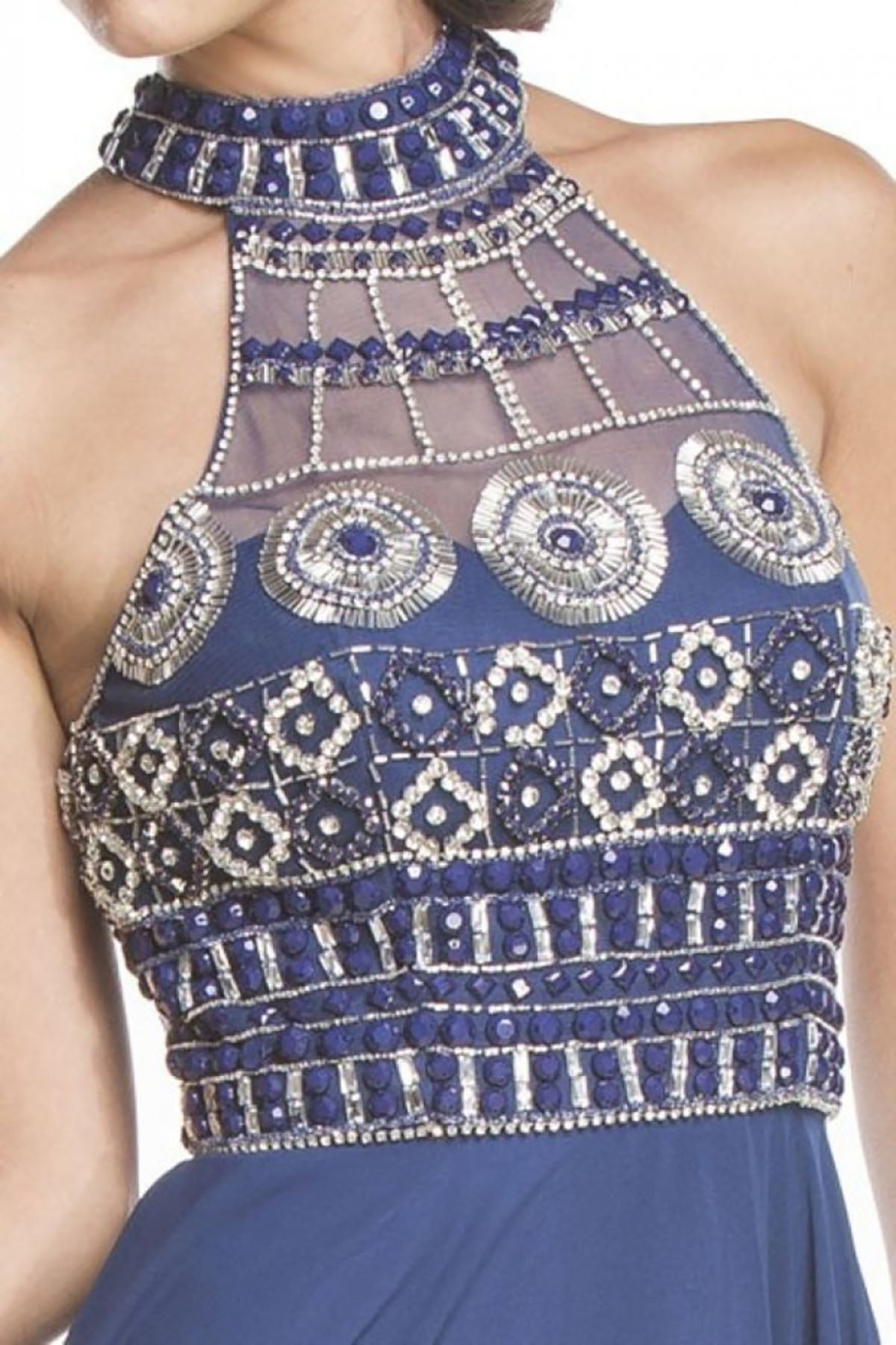 Aspeed Design -L1617 Halter Beaded A Line Dress