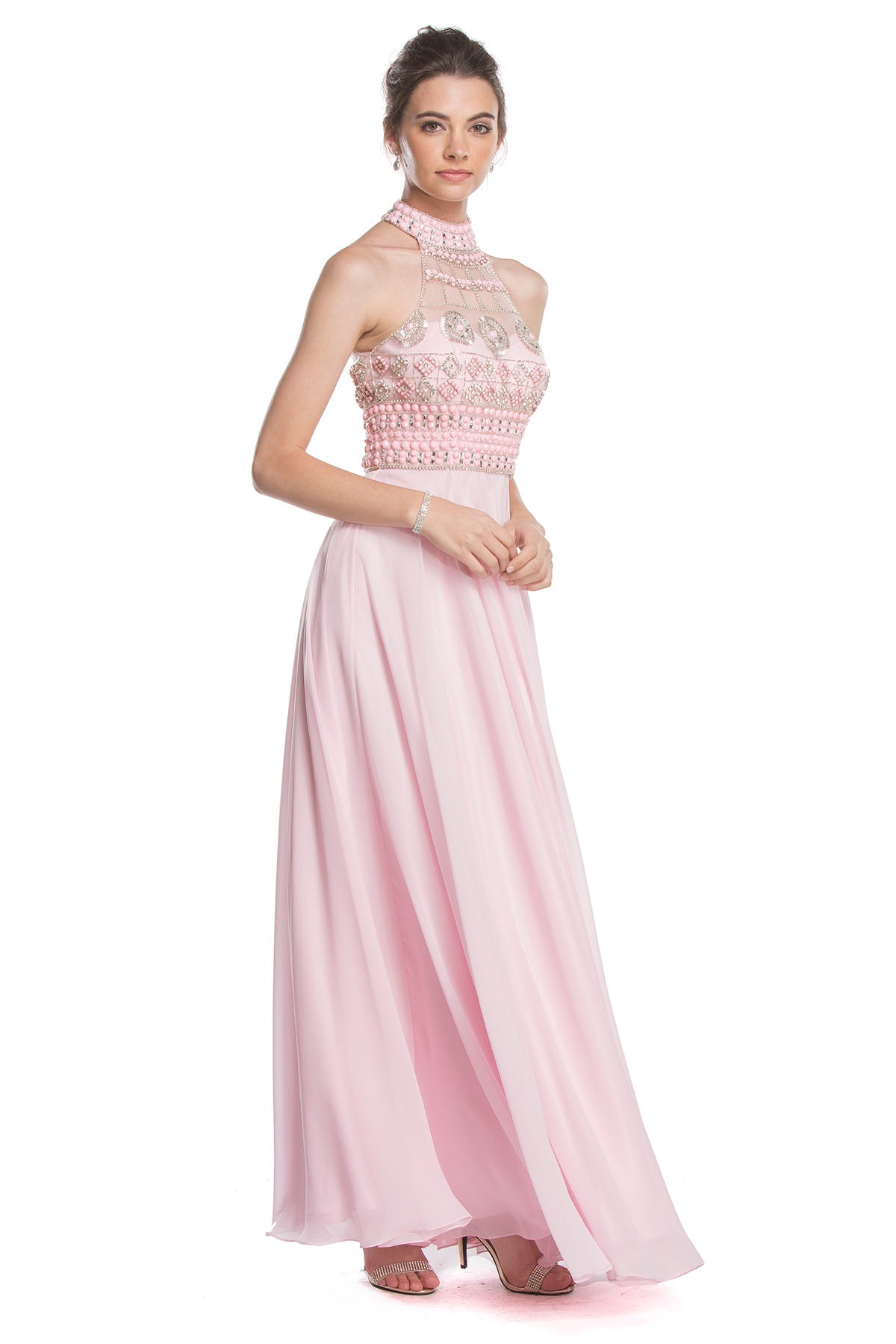 Aspeed Design -L1617 Halter Beaded A Line Dress