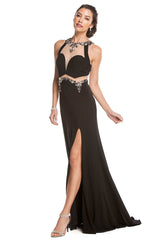 Aspeed Design -L1620 Embellished Halter Sheath Dress