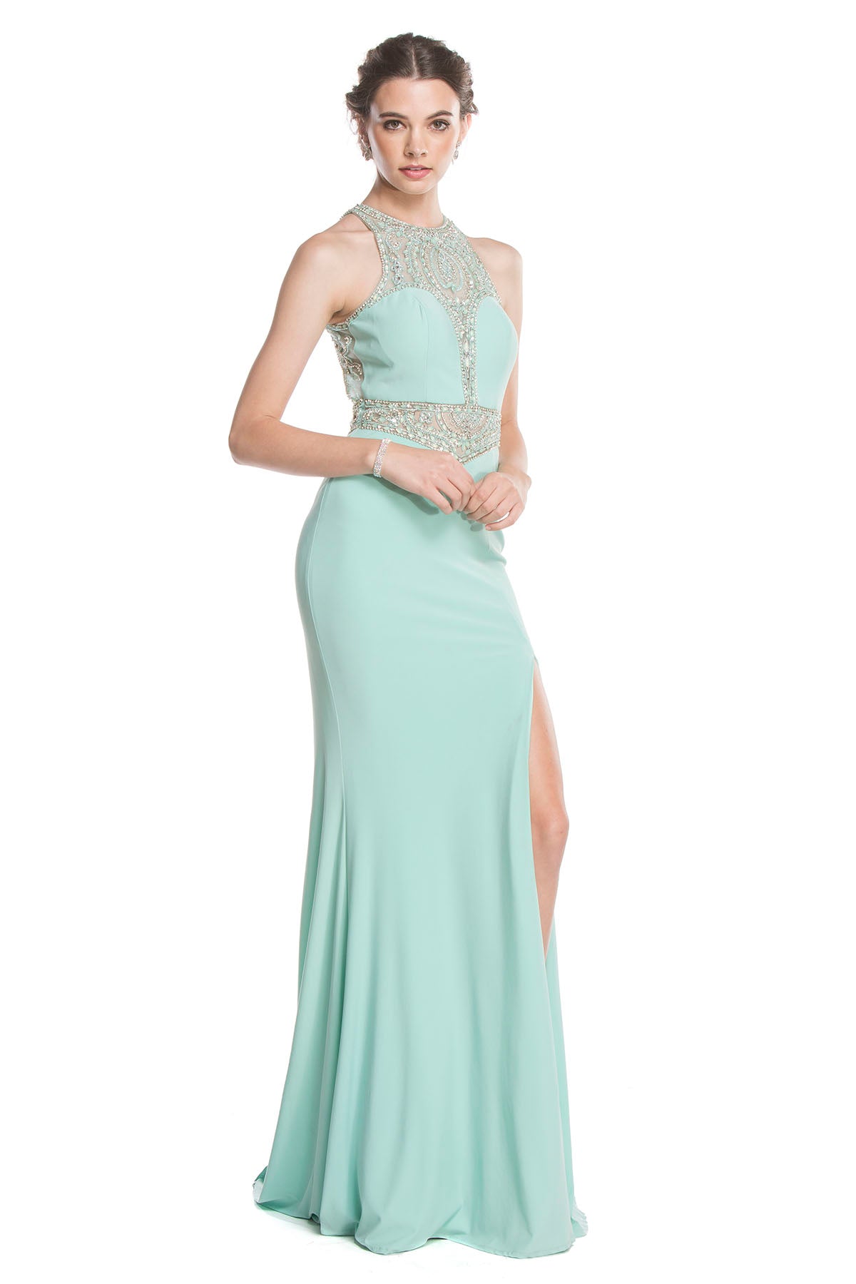 Aspeed Design -L1624 Halter Neck Sheath Dress