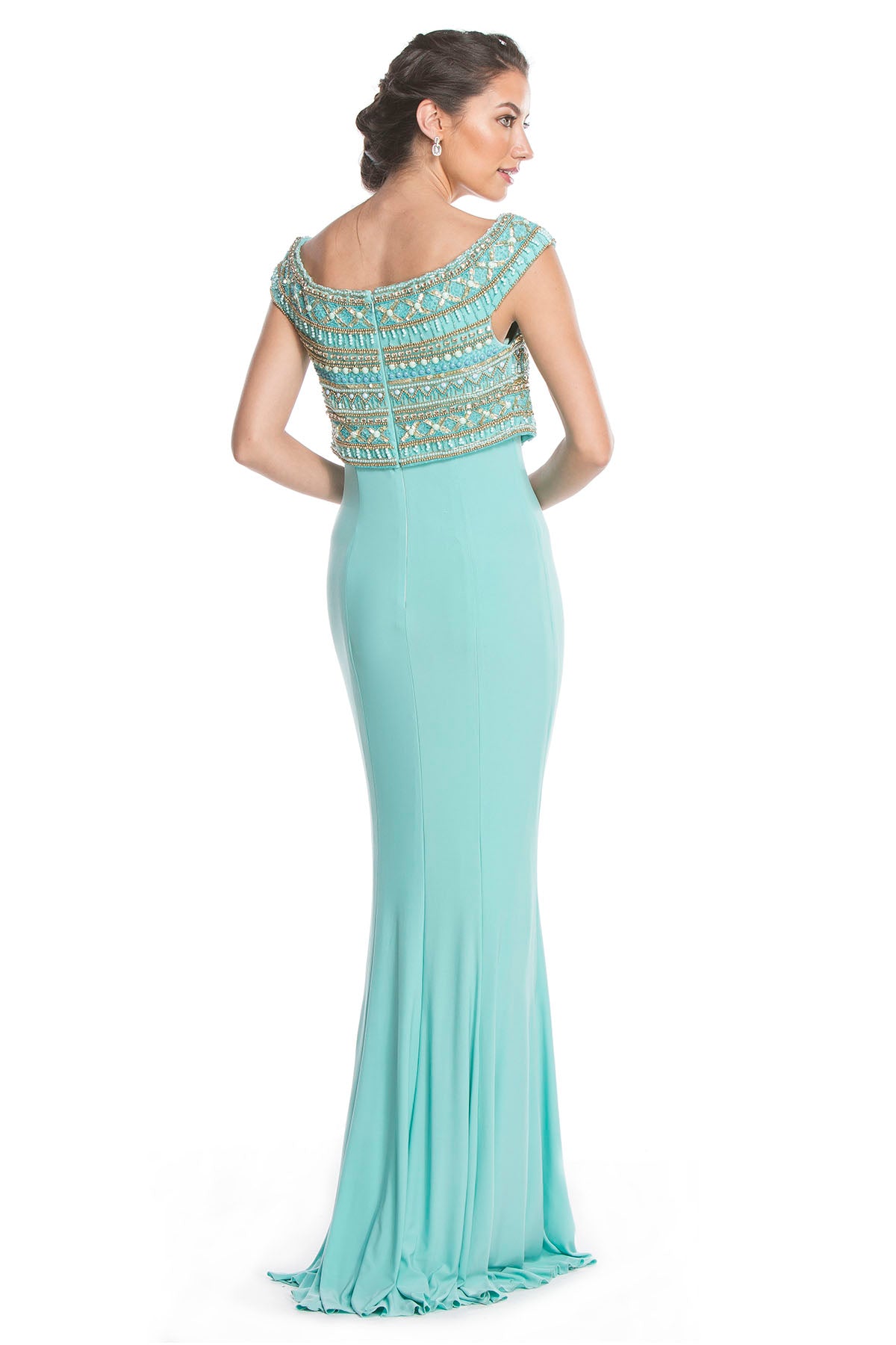 Aspeed Design -L1641 Embellish Bodice Fitted Sheath Dress