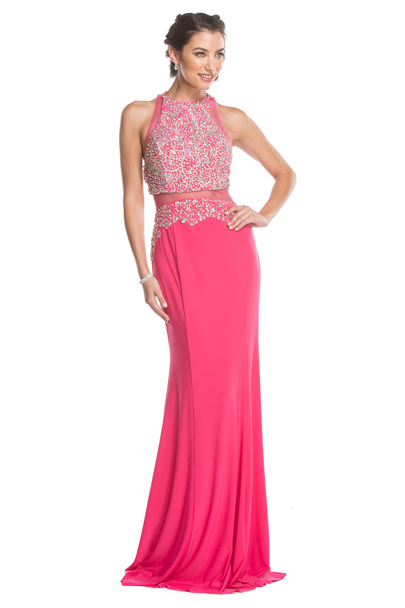 Aspeed Design -L1644 Halter Two Piece Sheath Dress