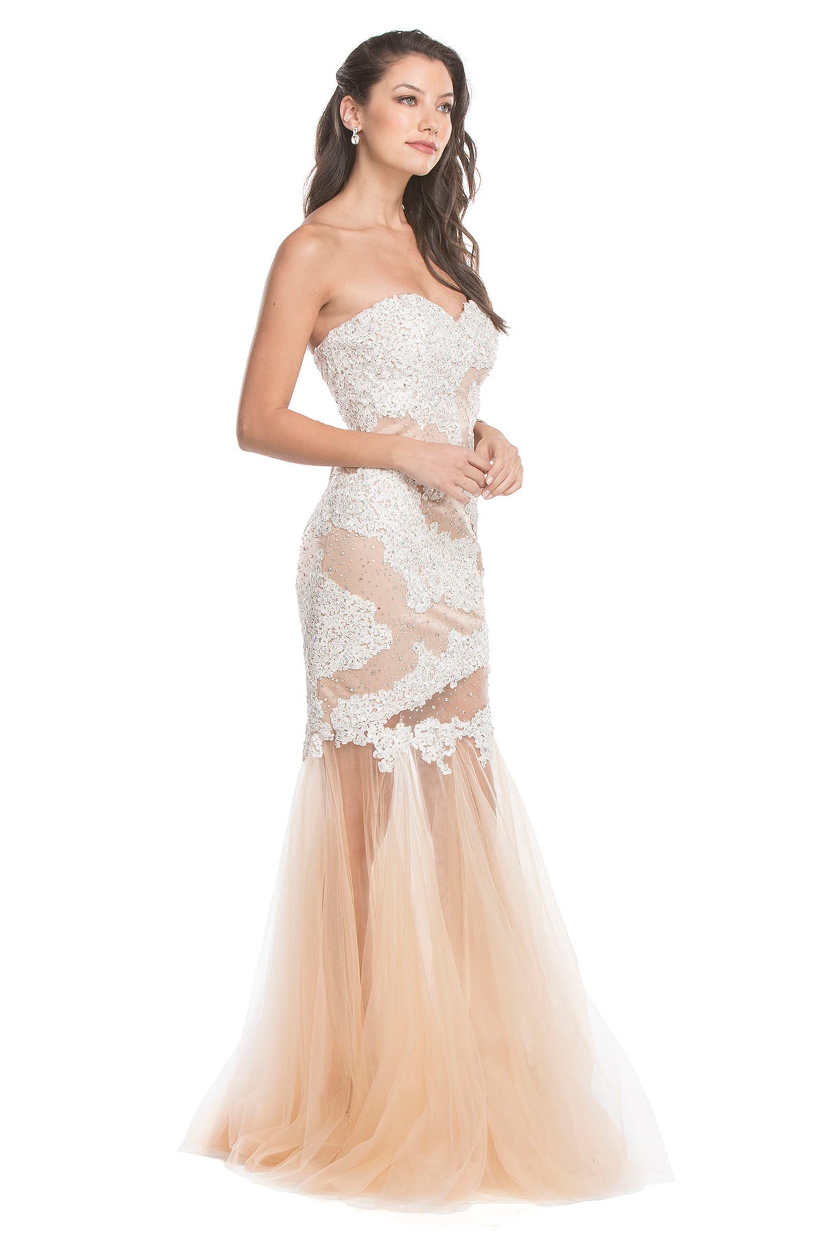 Aspeed Design -L1648 Strapless Embellished Sheath Dress