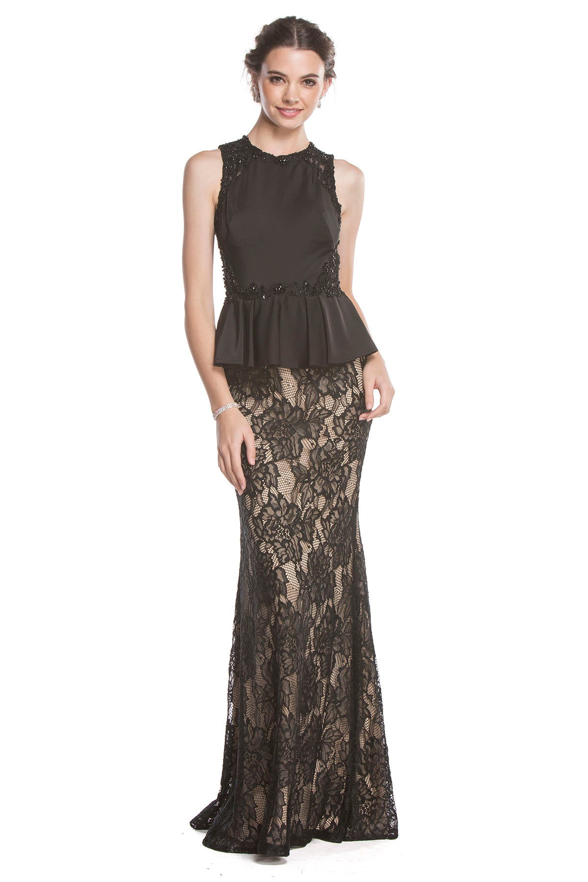 Aspeed Design -L1662 Lace appliques Peplum Dress