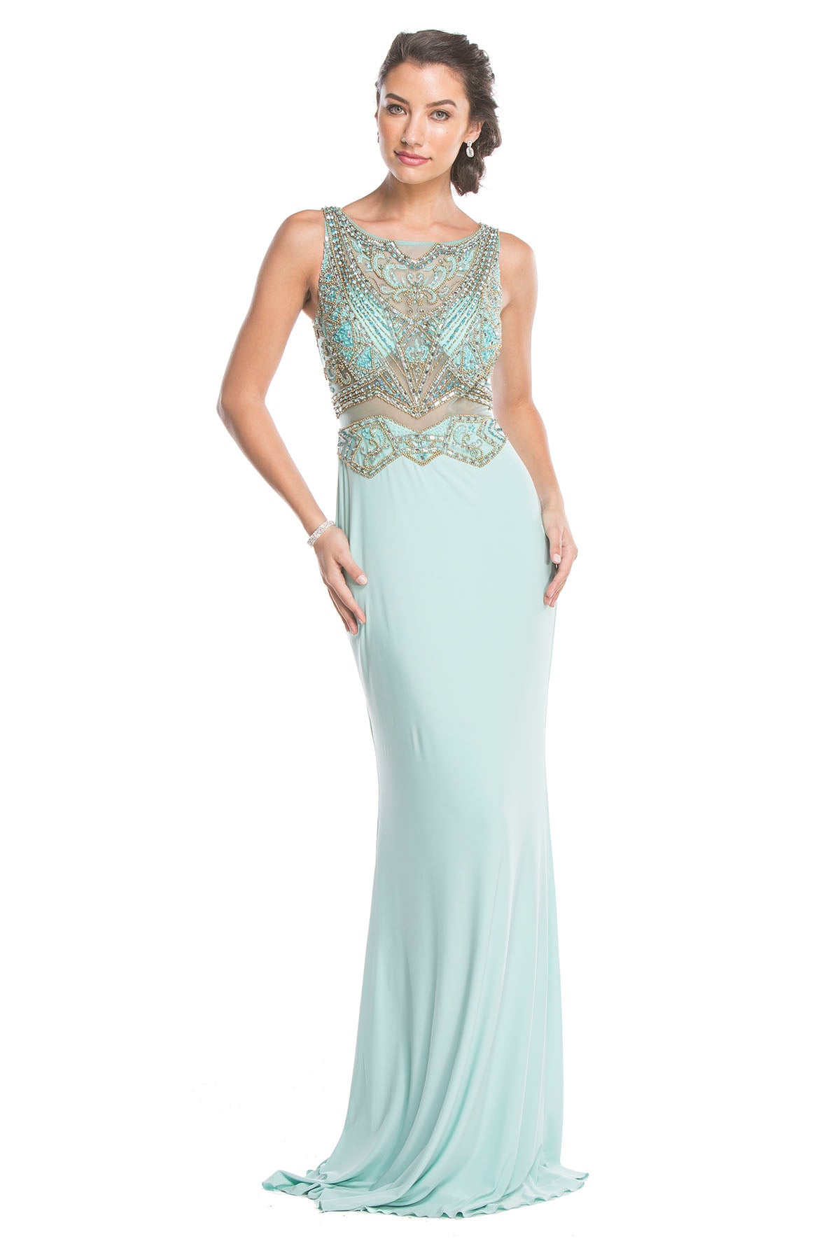 Aspeed Design -L1687 Embellished bodice Sheath Dress