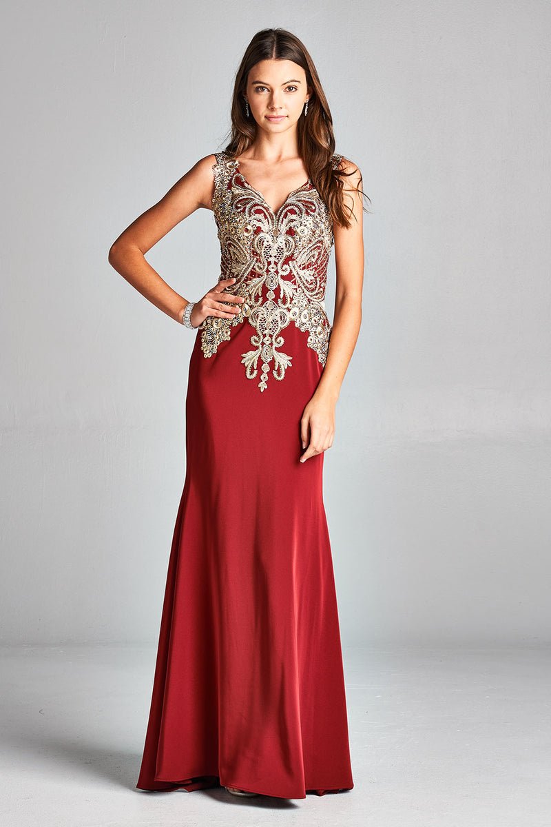 Aspeed Design -L1695 V Neck Sheath Dress