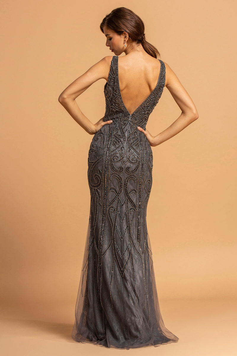 Aspeed Design -L2158 V Neck Sheath Dress