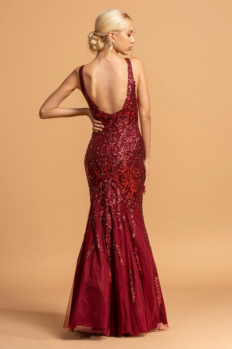 Aspeed Design -L2173 Sequin V Neck Mermaid Dress