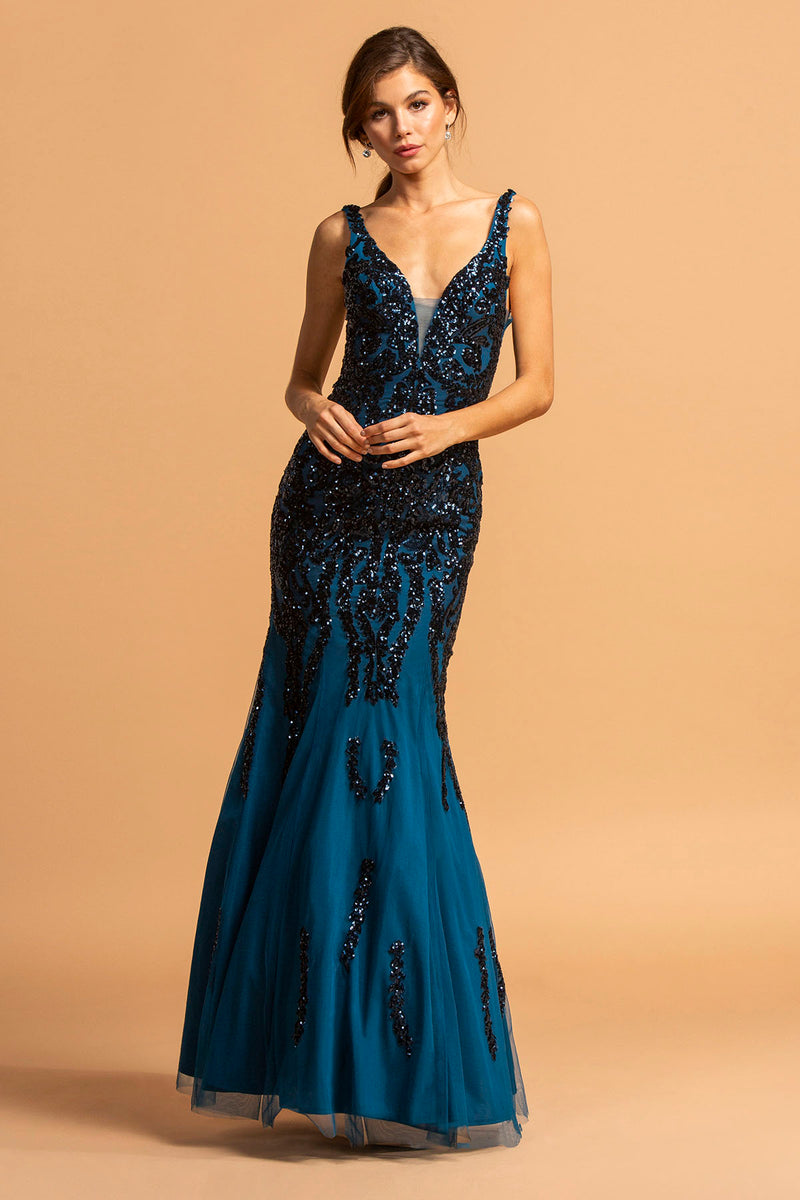Aspeed Design -L2173 Sequin V Neck Mermaid Dress