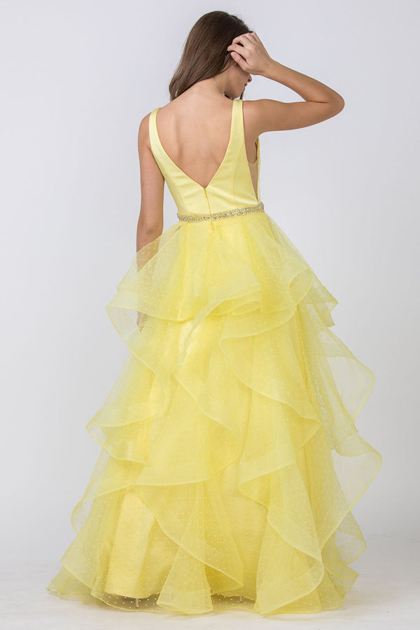 Aspeed Design -L2296 V Neck A Line Tiered Dress