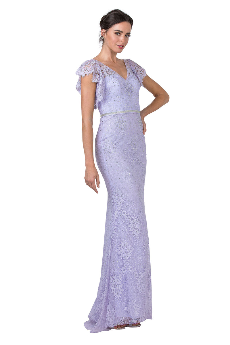Aspeed Design -L2347 V Neck Sheath Dress