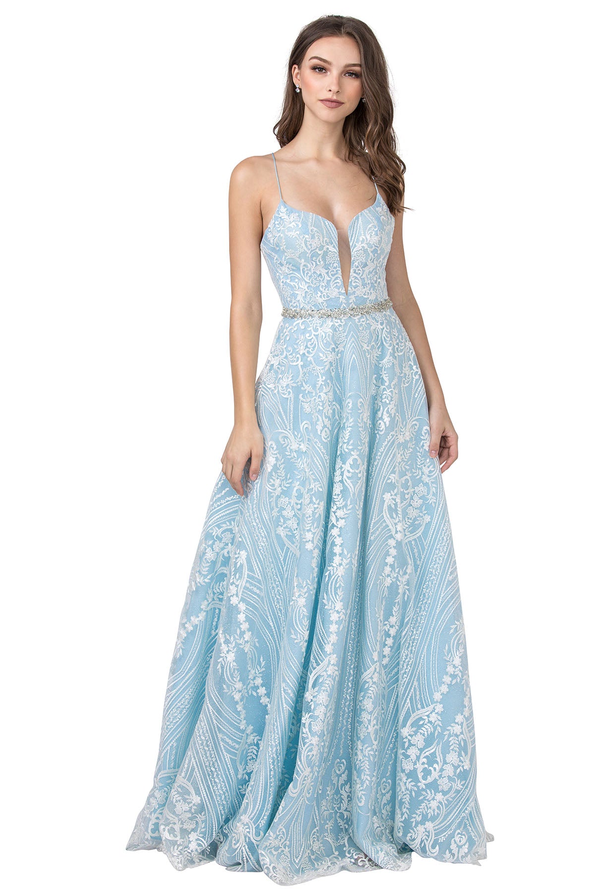 Aspeed Design -L2373 Lace Applique A-Line Dress