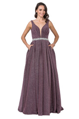 Aspeed Design -L2395 Glitter A-Line Dress