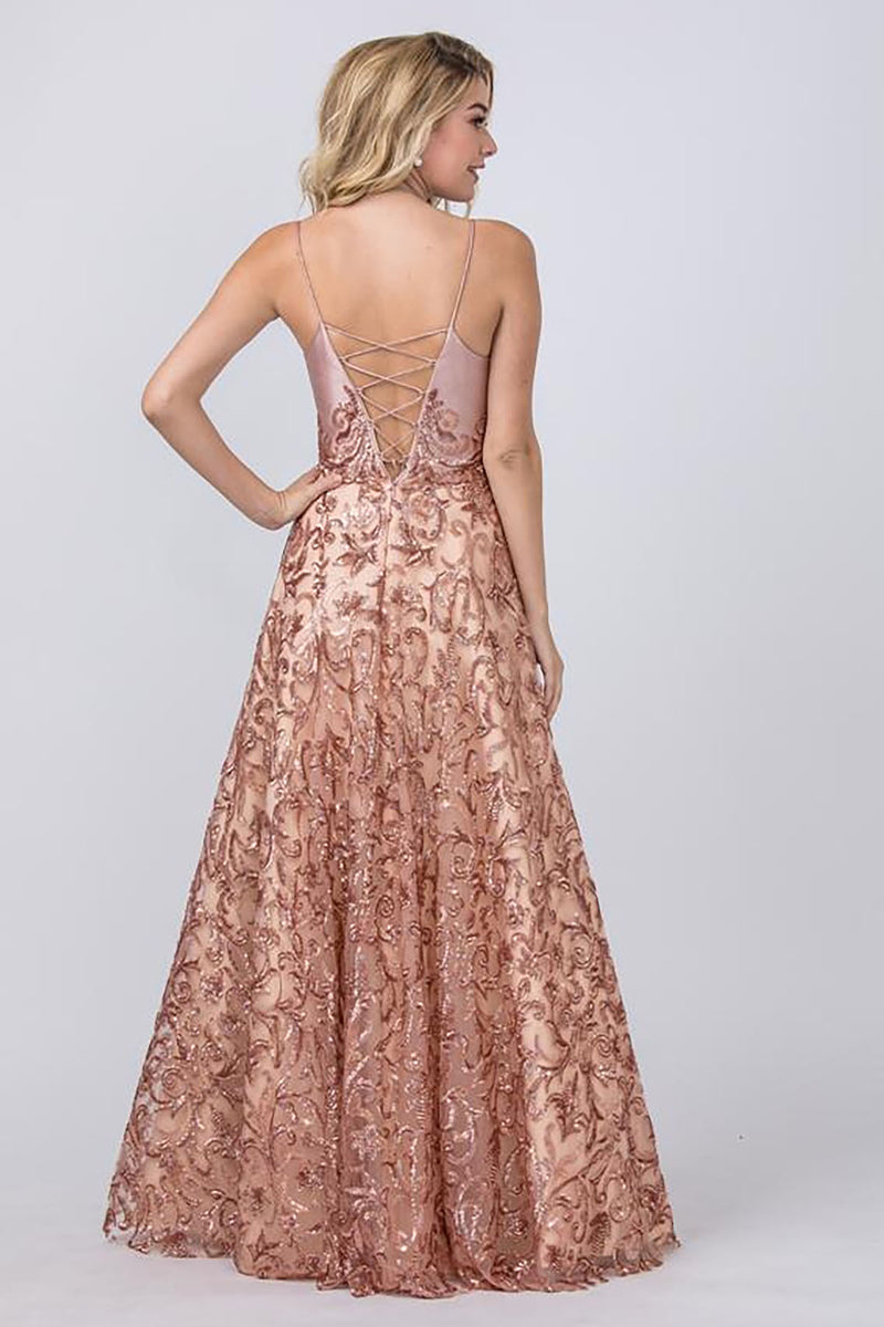 Aspeed Design -L2408 Sequin Mesh A Line Dress