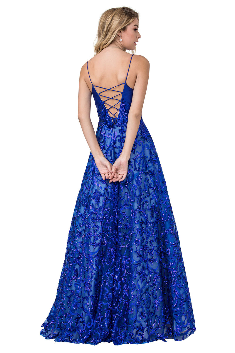 Aspeed Design -L2408 Sequin Mesh A Line Dress