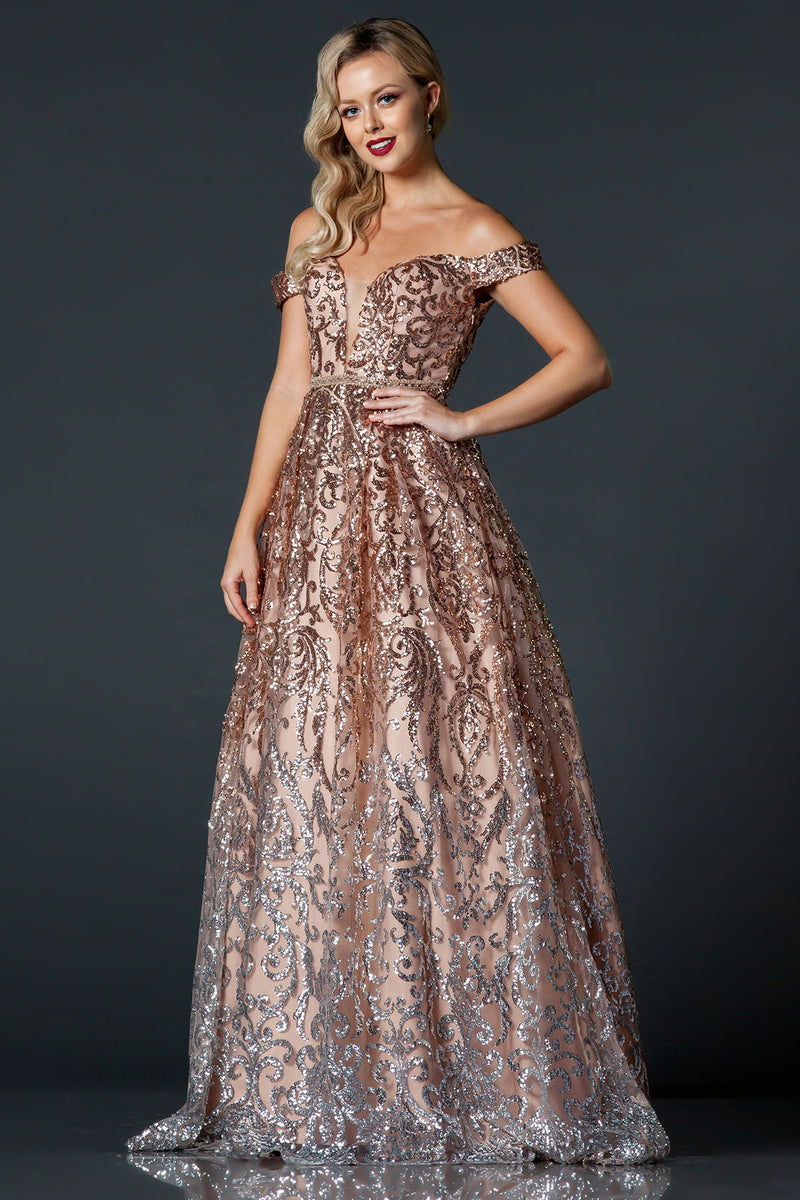 Aspeed Design -L2414 Sequin Embellished A Line Dress