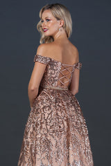 Aspeed Design -L2414 Sequin Embellished A Line Dress