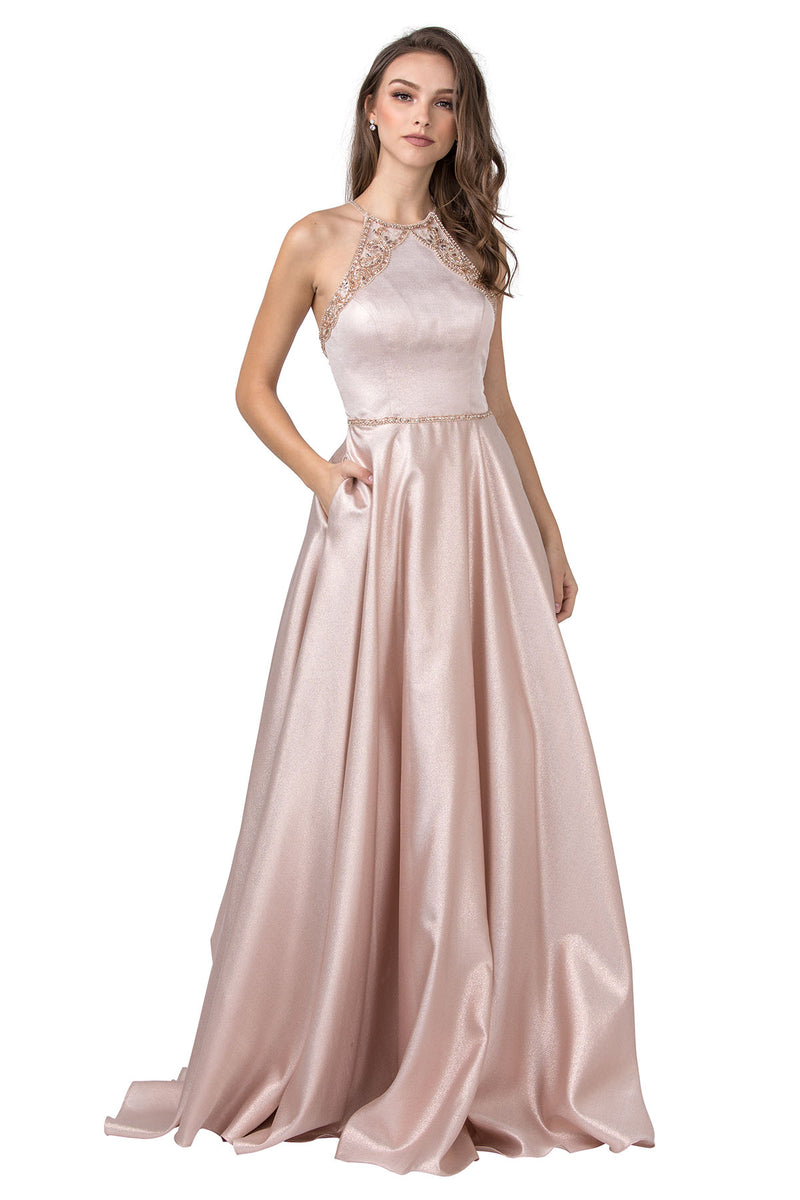 Aspeed Design -L2455 Halter A Line Dress