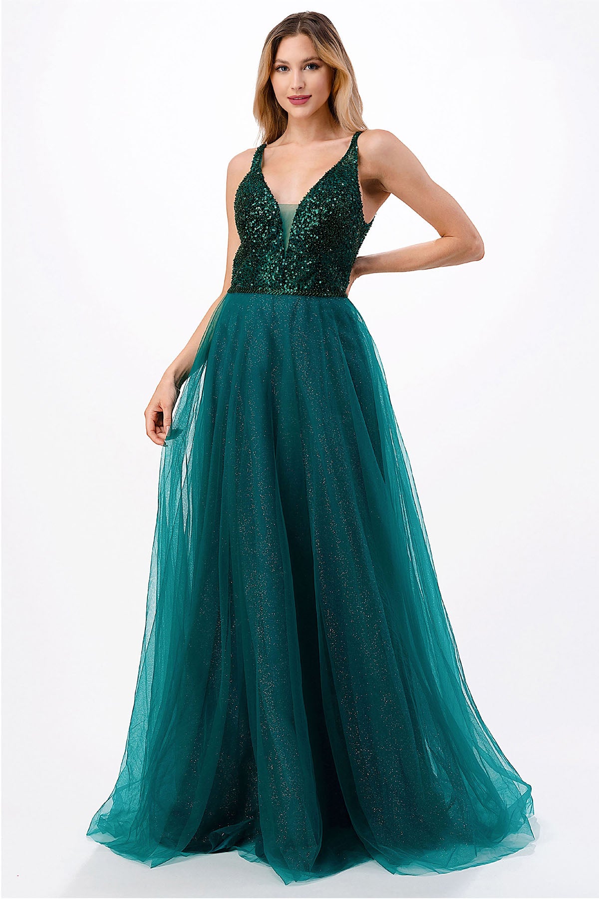 Aspeed Design -L2684 Sequin Bodice A Line Dress