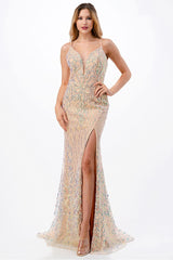 Aspeed Design -L2692 Glitter Fitted Sheath Dress