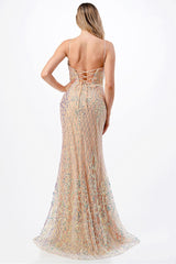 Aspeed Design -L2692 Glitter Fitted Sheath Dress