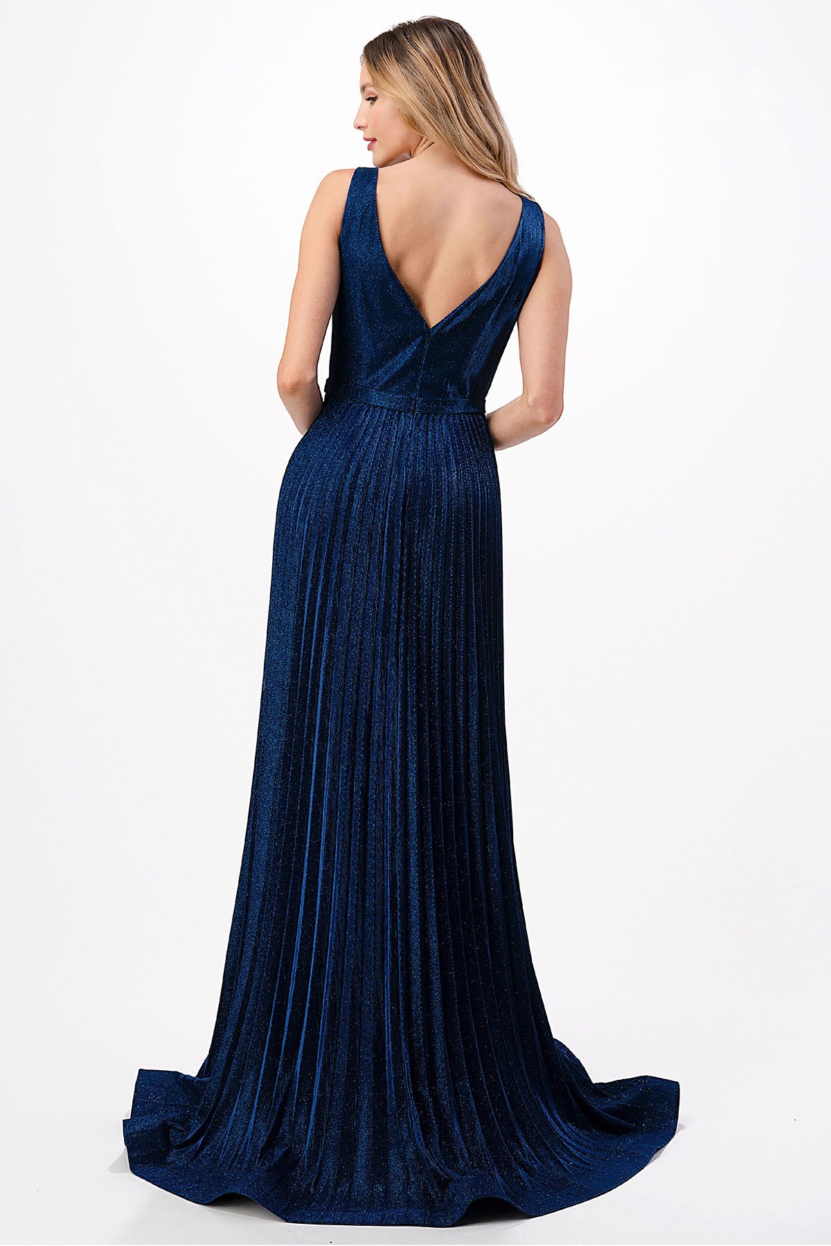 Aspeed Design -L2714 V Neck Pleated A Line Dress