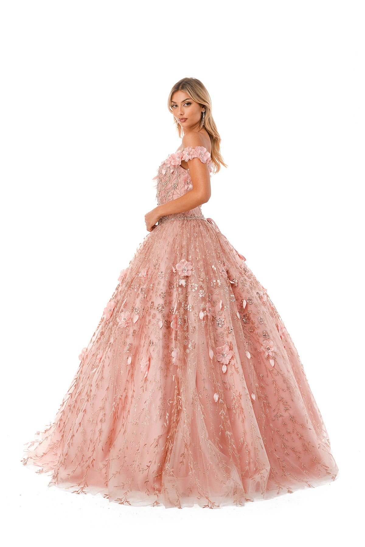 Aspeed Design -L2728 Off Shoulder Floral Ball Gown