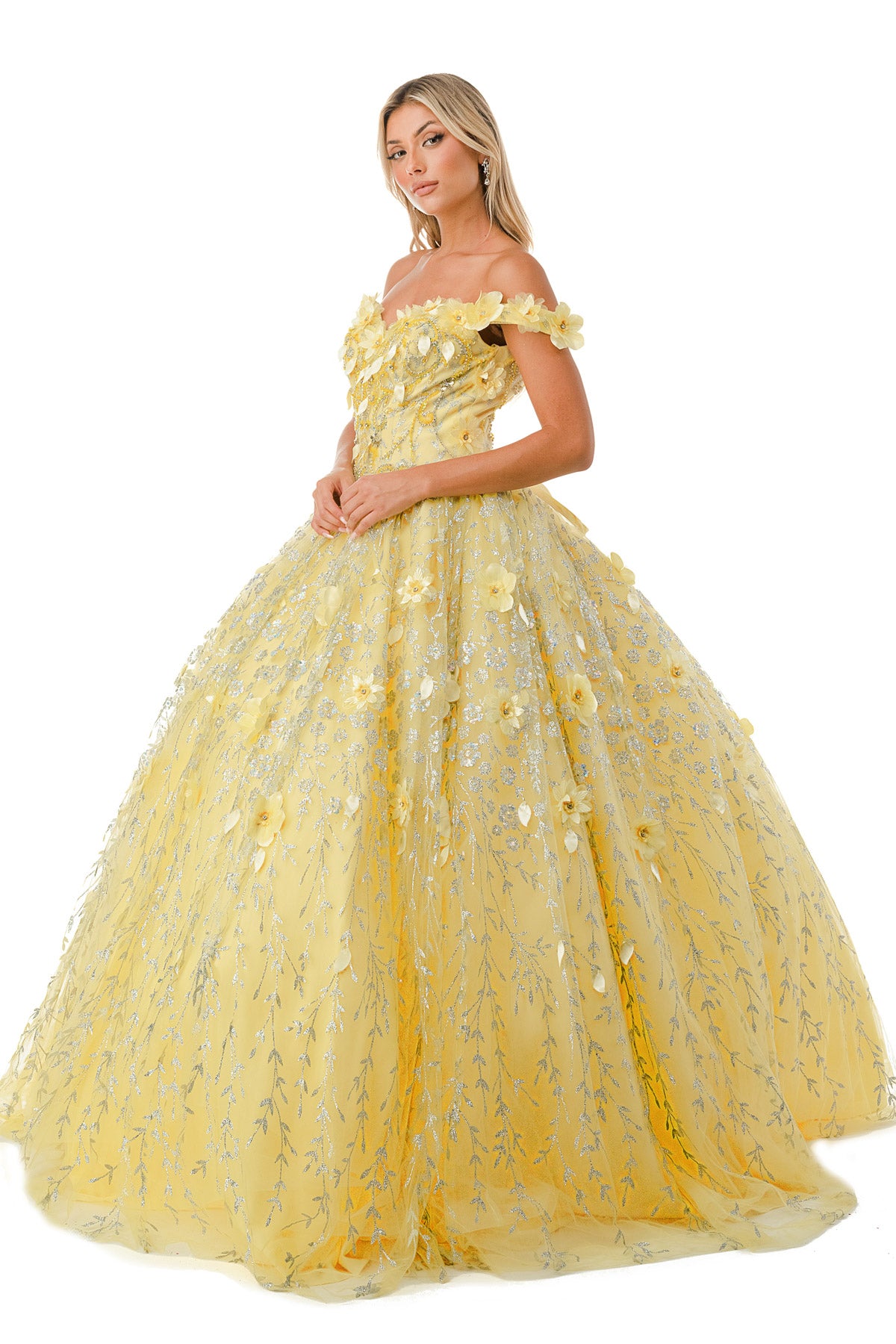 Aspeed Design -L2728 Off Shoulder Floral Ball Gown