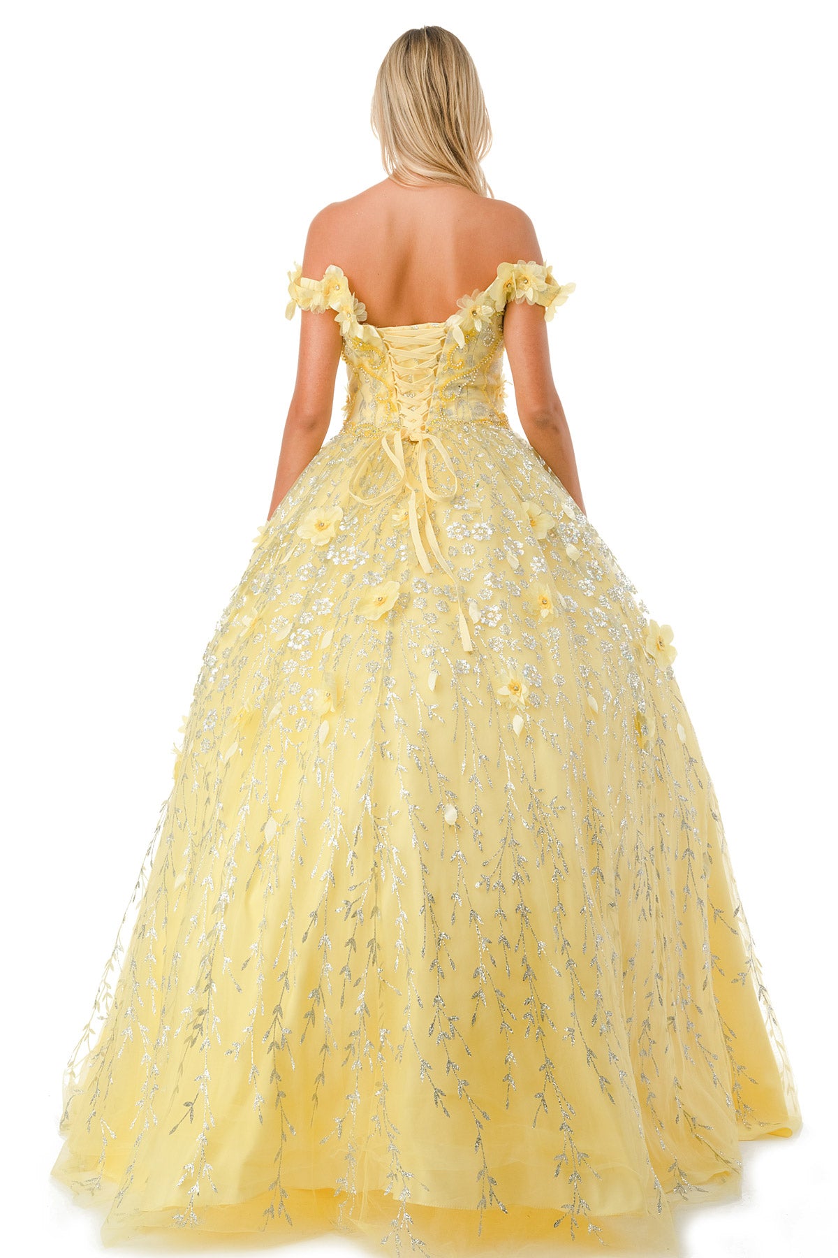 Aspeed Design -L2728 Off Shoulder Floral Ball Gown