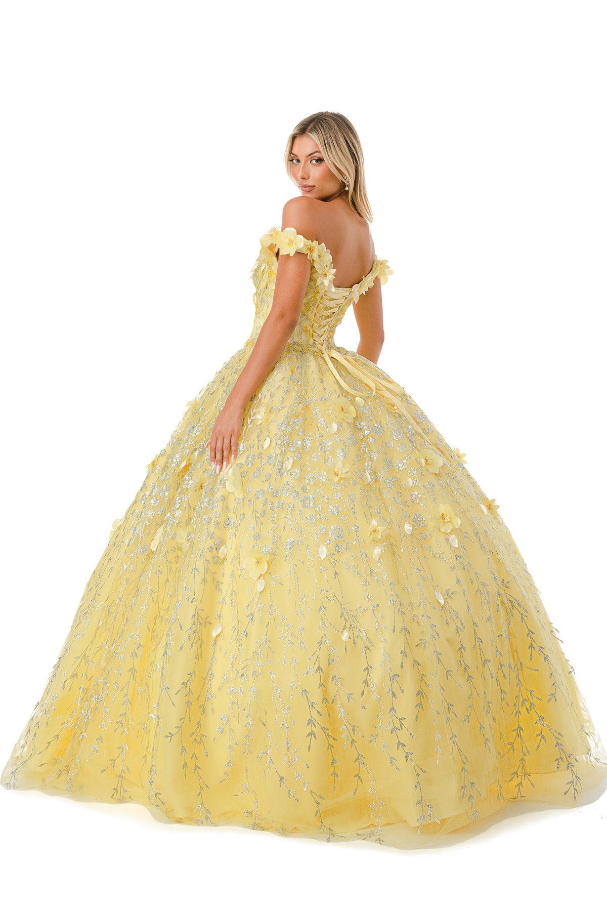 Aspeed Design -L2728 Off Shoulder Floral Ball Gown