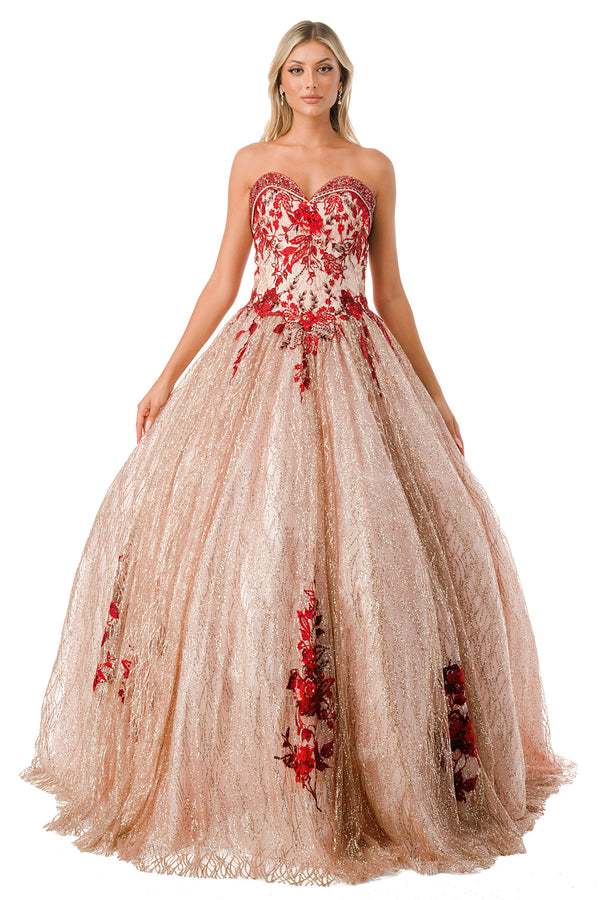Aspeed Design -L2730 Floral Applique Quinceanera Ball Gown