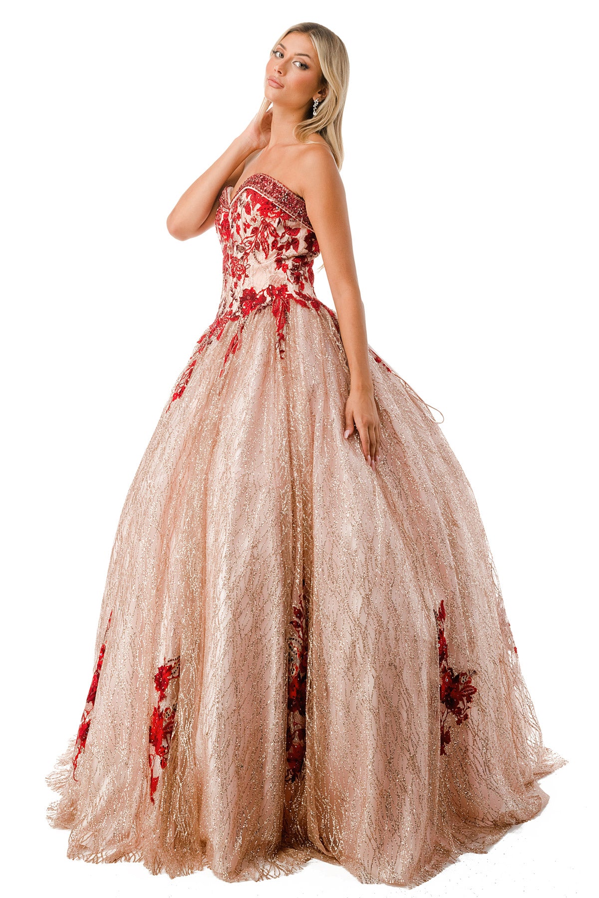 Aspeed Design -L2730 Floral Applique Quinceanera Ball Gown