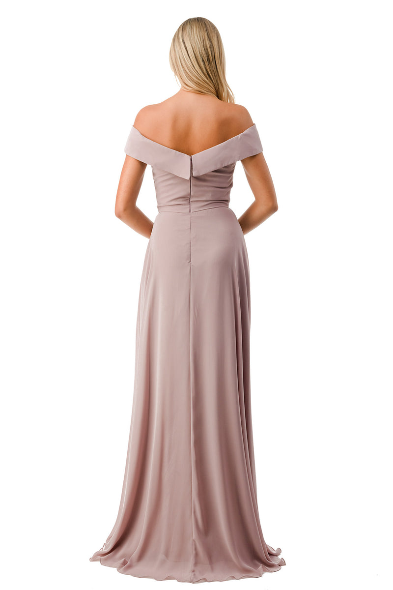 Aspeed Design -L2767Y Off Shoulder Pleated A Line Dress