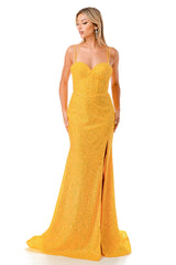 Aspeed Design -L2773T Glitter Corset Sheath Dress