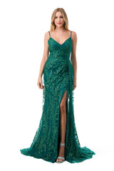 Aspeed Design -L2785F Floral Applique Sheath Dress