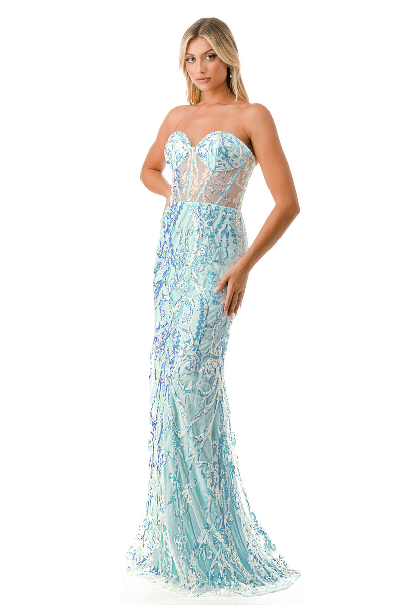 Aspeed Design -L2815F Fitted Sequin Sheath Dress