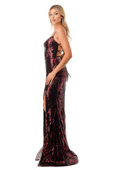 Aspeed Design -L2819Y Sequin Fitted High Slit Dress