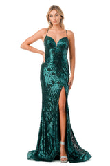 Aspeed Design -L2819Y Sequin Fitted High Slit Dress