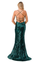 Aspeed Design -L2819Y Sequin Fitted High Slit Dress