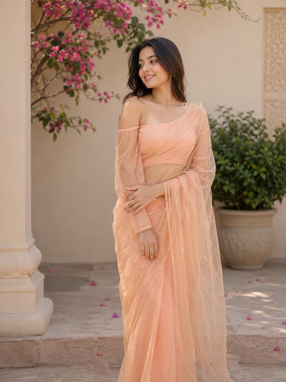 MyFashion -LEH26013 Pure Organza Gota Work Saree Set